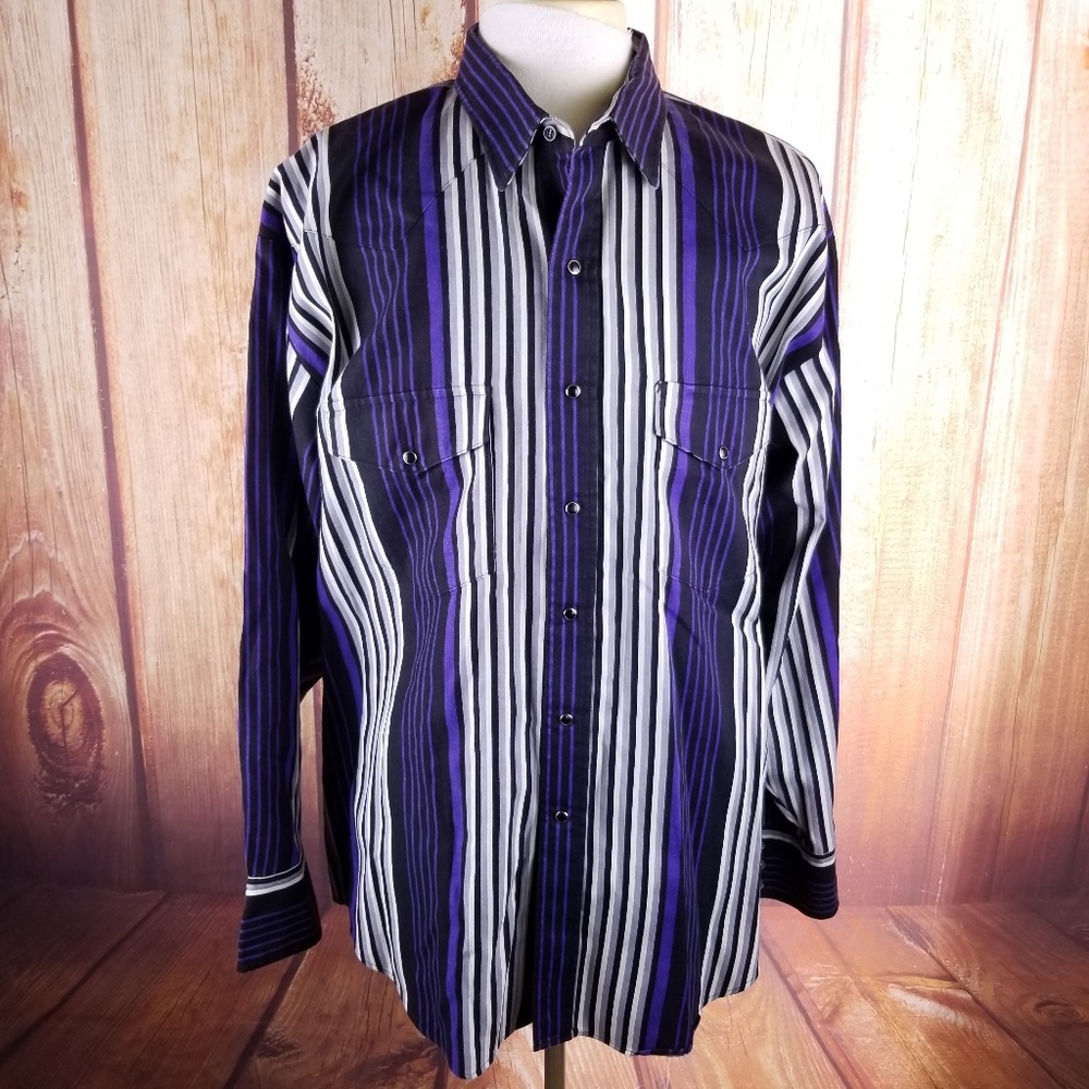 Karman Purple Pearl Snap Western Cowboy Shirt